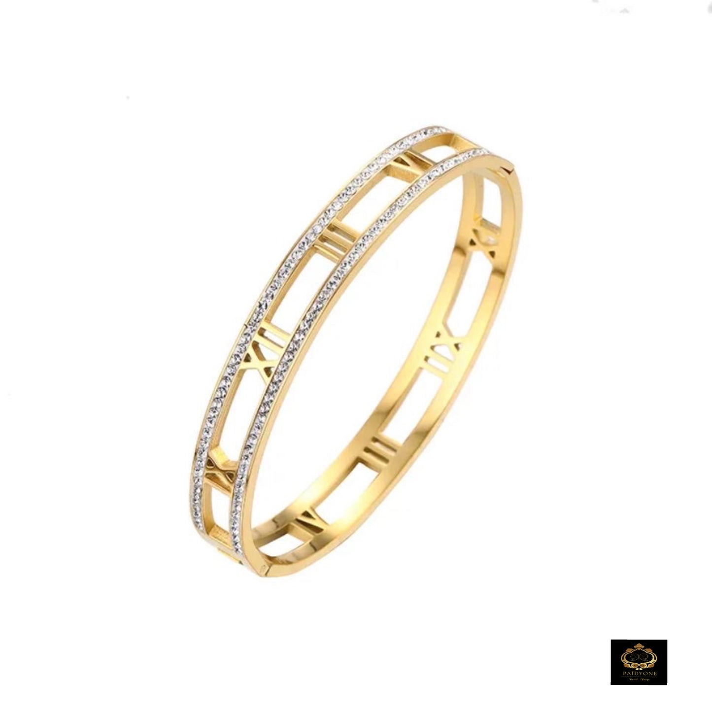 Bracelet Jonc Chiffre Romain - Acier inoxydable 316L Doré