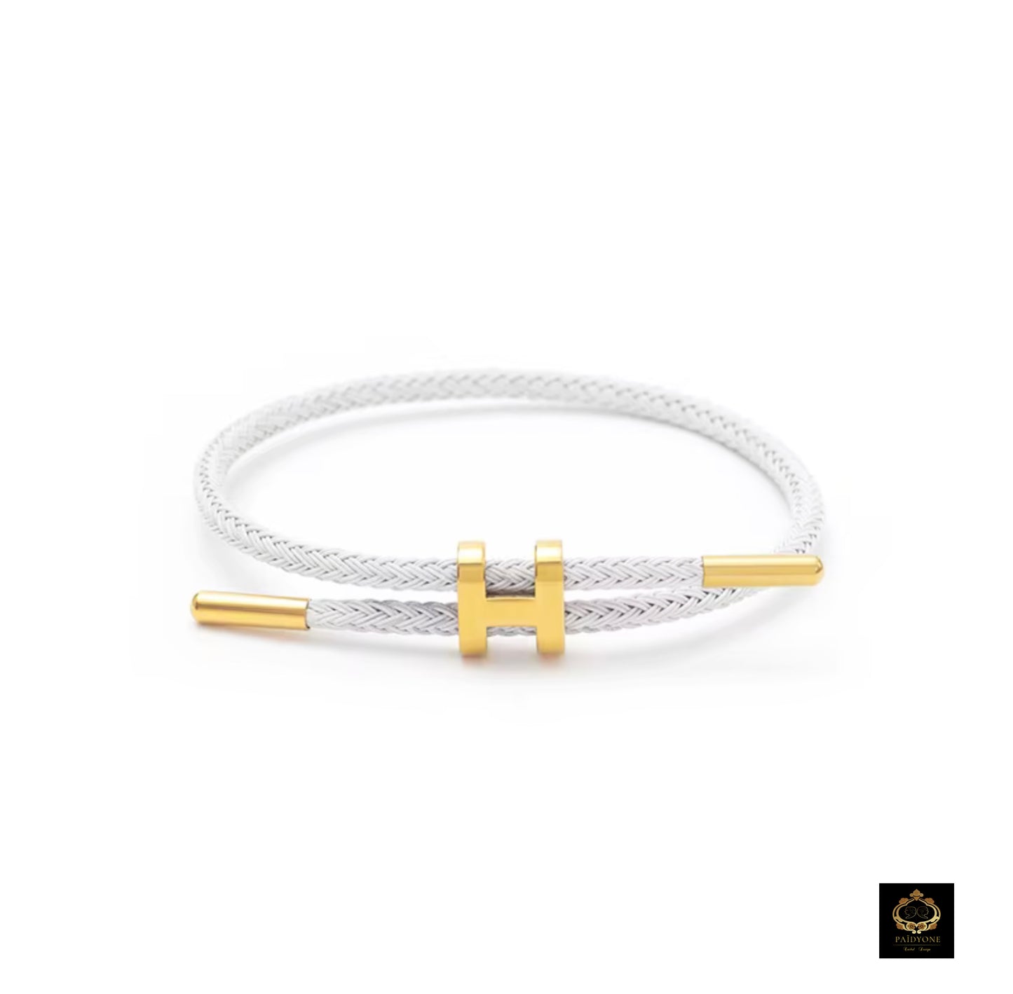 Bracelet Corde Tressée avec Lettre H - Acier et Corde