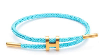 Bracelet Corde Tressée avec Lettre H - Acier et Corde