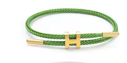 Bracelet Corde Tressée avec Lettre H - Acier et Corde