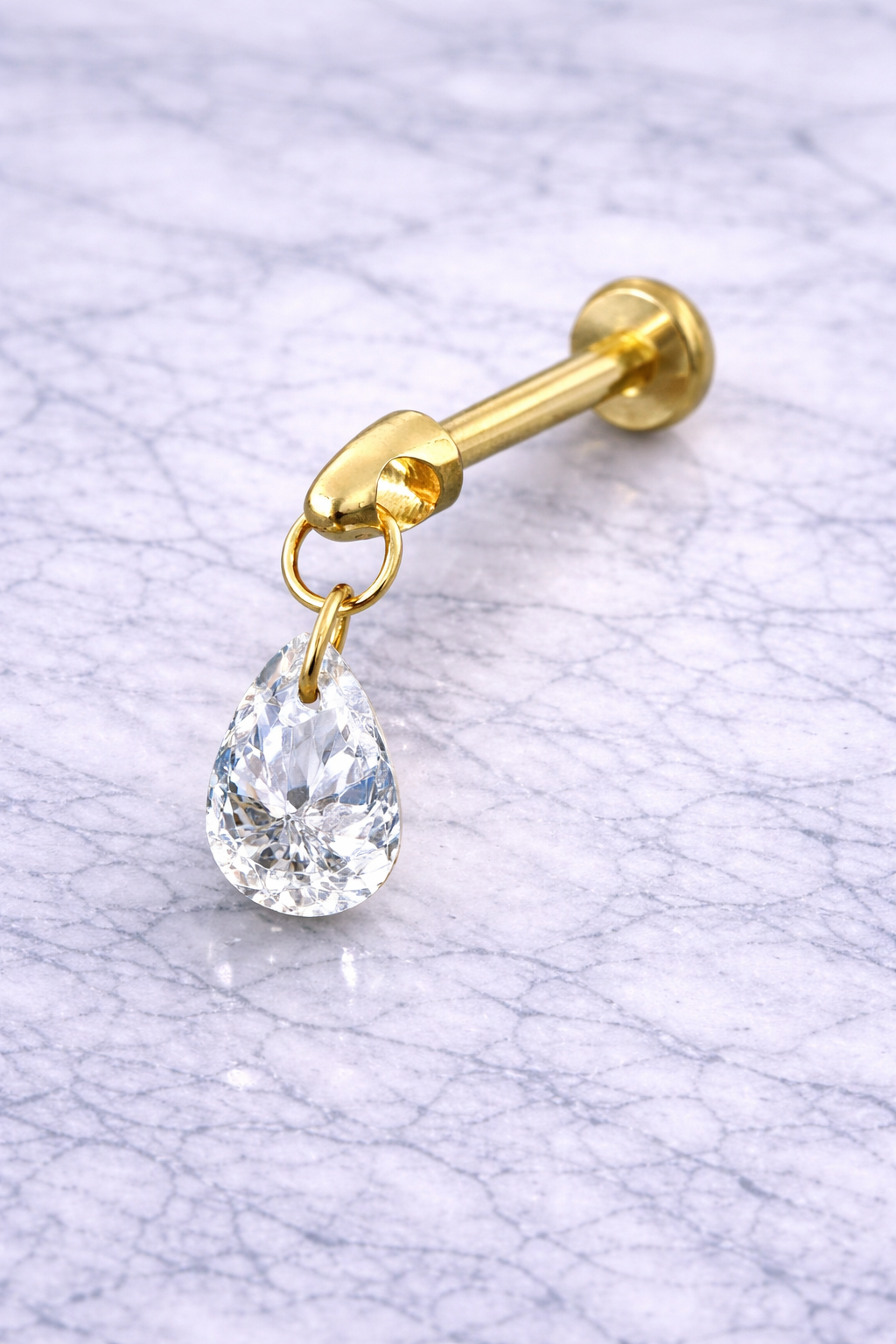 🌸 1. Piercing goutte zircon – Titane ASTM F-136