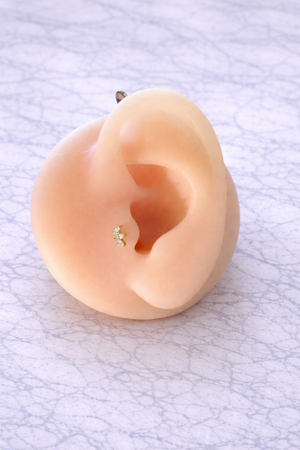 Piercing Oreille Doré en Titane ASTM F-136 – Motif floral pavé